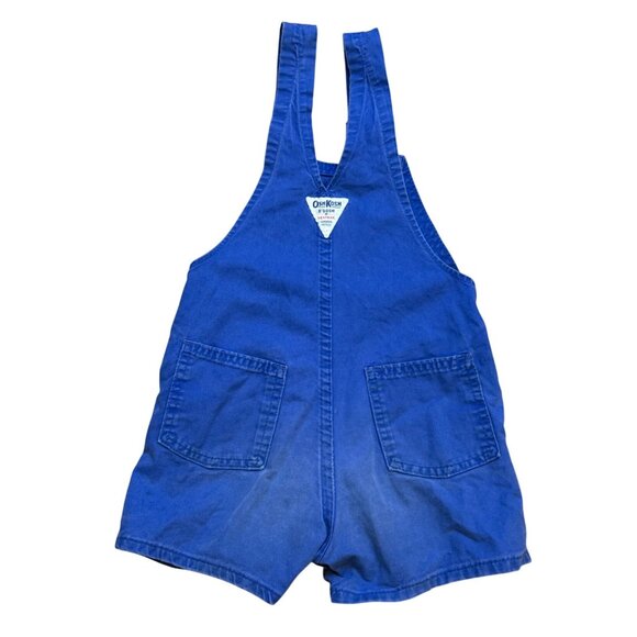 Vintage 90s Osh Kosh B' Gosh Blue Denim Unisex Childrens Short Overalls Size 5 - Picture 2 of 8